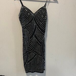 Elegant Black and Silver Sequin Dress